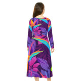Women's Long Sleeve Dance Dress Tropical Art Design