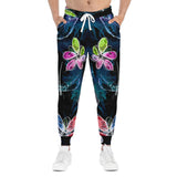 Athletic Joggers Watercolor Flowers At Midnight