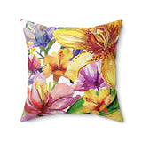 Watercolor Flowers Spun Polyester Square Pillow