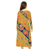 Women's Long Sleeve Dance Dress Floral Ribbon Custom Art