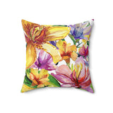 Watercolor Flowers Spun Polyester Square Pillow