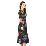Women's Long Sleeve Dance Dress Folk Art Custom Design