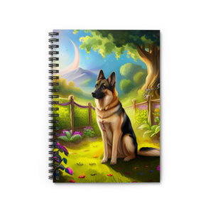 Spiral Notebook - Ruled Line-  German Shepherd Guarding the Vegetable Garden