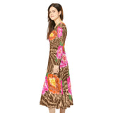 Women's Long Sleeve Dance Dress Jungle Flowers