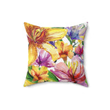 Watercolor Flowers Spun Polyester Square Pillow