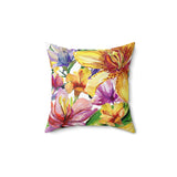 Watercolor Flowers Spun Polyester Square Pillow