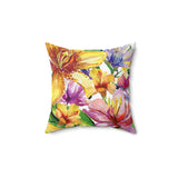 Watercolor Flowers Spun Polyester Square Pillow