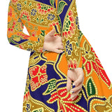 Women's Long Sleeve Dance Dress Floral Ribbon Custom Art