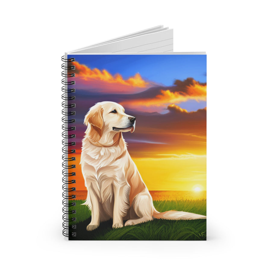 Spiral Notebook - Ruled Line -a Golden Retriever Enjoying a Beautiful Sunset