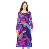 Women's Long Sleeve Dance Dress Tropical Art Design