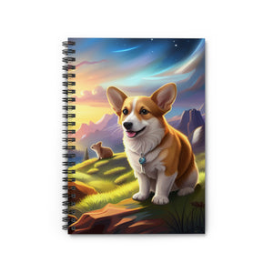 Spiral Notebook - Ruled Line Welsh Corgi and Squirrel in a Mountain Meadow