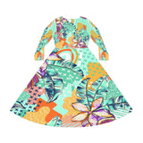 Women's Long Sleeve Dance Dress Topical Art Design