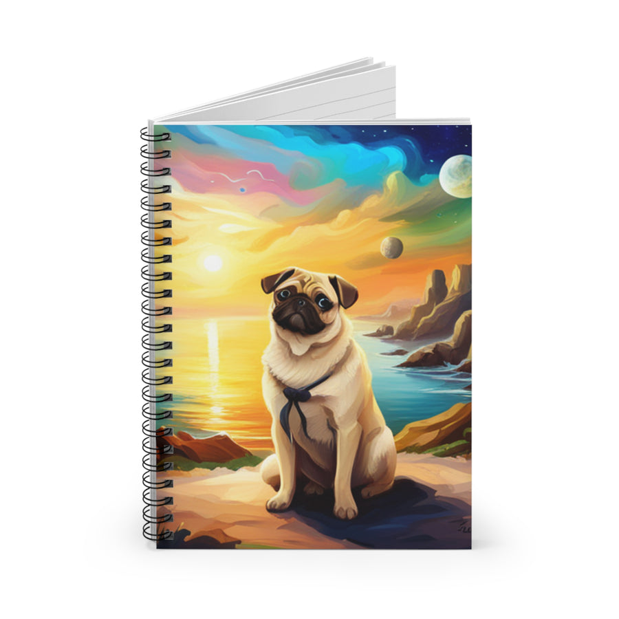 Spiral Notebook - Ruled Line Pug at the French Riviera