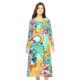 Women's Long Sleeve Dance Dress Topical Art Design