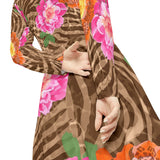 Women's Long Sleeve Dance Dress Jungle Flowers