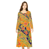 Women's Long Sleeve Dance Dress Floral Ribbon Custom Art