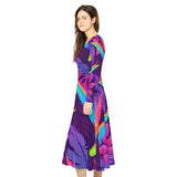 Women's Long Sleeve Dance Dress Tropical Art Design
