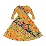 Women's Long Sleeve Dance Dress Floral Ribbon Custom Art