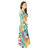 Women's Long Sleeve Dance Dress Topical Art Design