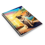 Spiral Notebook - Ruled Line Pug at the French Riviera