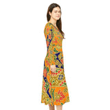 Women's Long Sleeve Dance Dress Floral Ribbon Custom Art