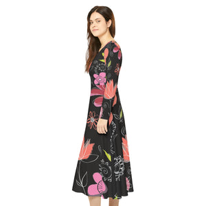 Women's Long Sleeve Dance Dress Folk Art Custom Design