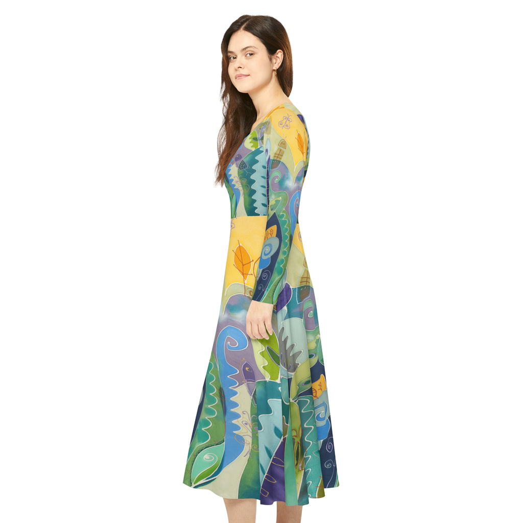 Women's Long Sleeve Dance Dress Graphic Nature Art Design
