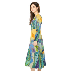 Women's Long Sleeve Dance Dress Graphic Nature Art Design