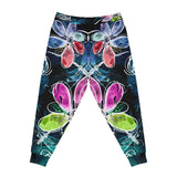 Athletic Joggers Watercolor Flowers At Midnight