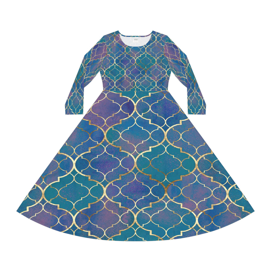 Women's Long Sleeve Dance Dress Custom Art Design