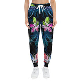Athletic Joggers Watercolor Flowers At Midnight