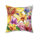 Watercolor Flowers Spun Polyester Square Pillow