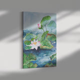 Waterlily Pond Watercolor Canvas Art Print