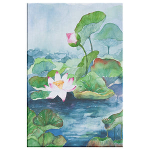 Waterlily Pond Watercolor Canvas Art Print