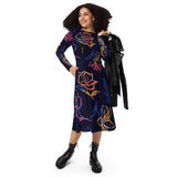 Art Print Long Sleeve Midi Dress