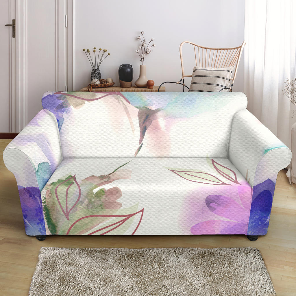 Love Seat Slipcover Large Watercolor Flowers