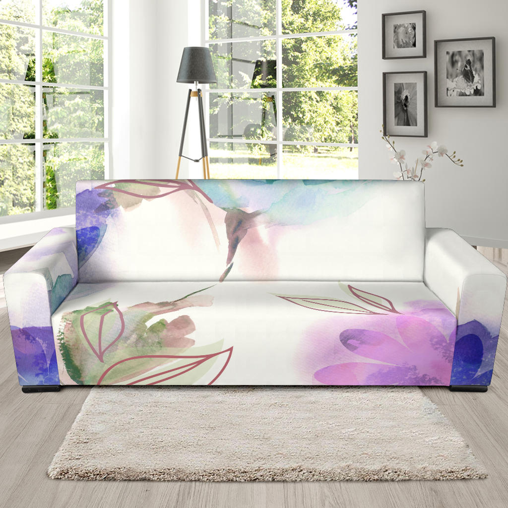 Couch Slipcover Watercolor Flowers