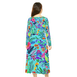 Passion For Flowers Women's Long Sleeve Dance Dress (AOP)
