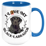 Black Labrador: I Love My Black Labrador Coffee Mug, White with Colored Inside and Handle