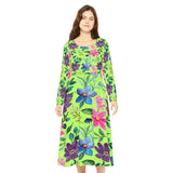 Women's Long Sleeve Dance Dress Folk Flowers