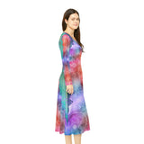 Women's Long Sleeve Dance Dress Mandalas Watercolor Custom Design