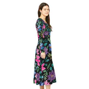 Women's Long Sleeve Dance Dress Midnight Floral