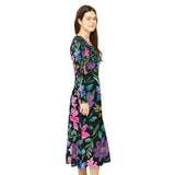 Women's Long Sleeve Dance Dress Midnight Floral