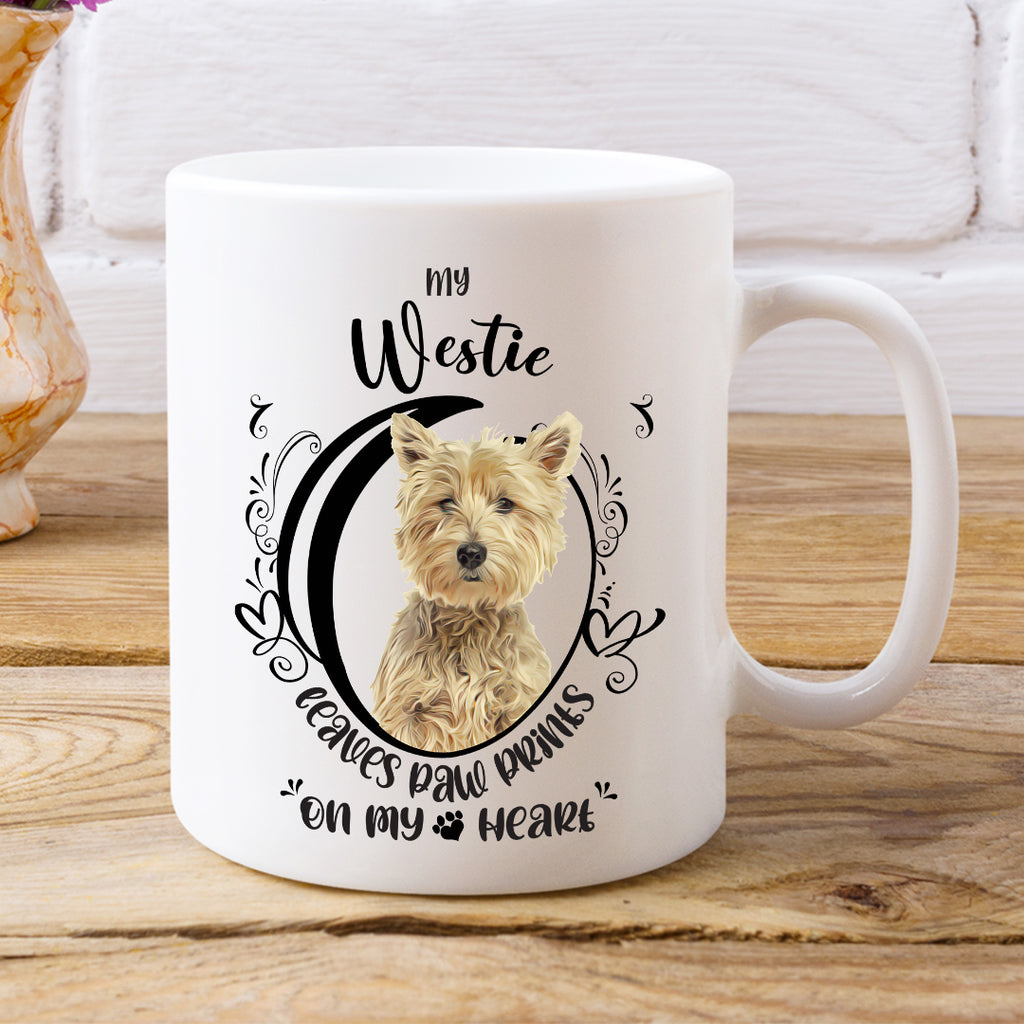 Westie- My Westie Leaves Paw Prints On My Heart White Coffee Mug