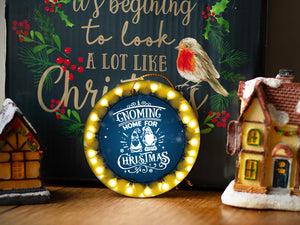 Gnoming Home For Christmas - Ceramic Round Ornament