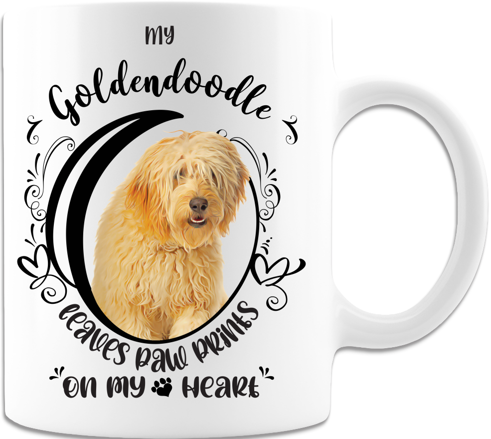 Goldendoodle- My Goldendoodle Leaves Paw Prints On My Heart White Coffee Mug