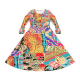 Women's Long Sleeve Dance Dress Colorful Collage Custom Design
