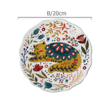 Delightful Folk Flower Design Cat Art Dinner Plates Great For Cat Lovers Microwave Safe