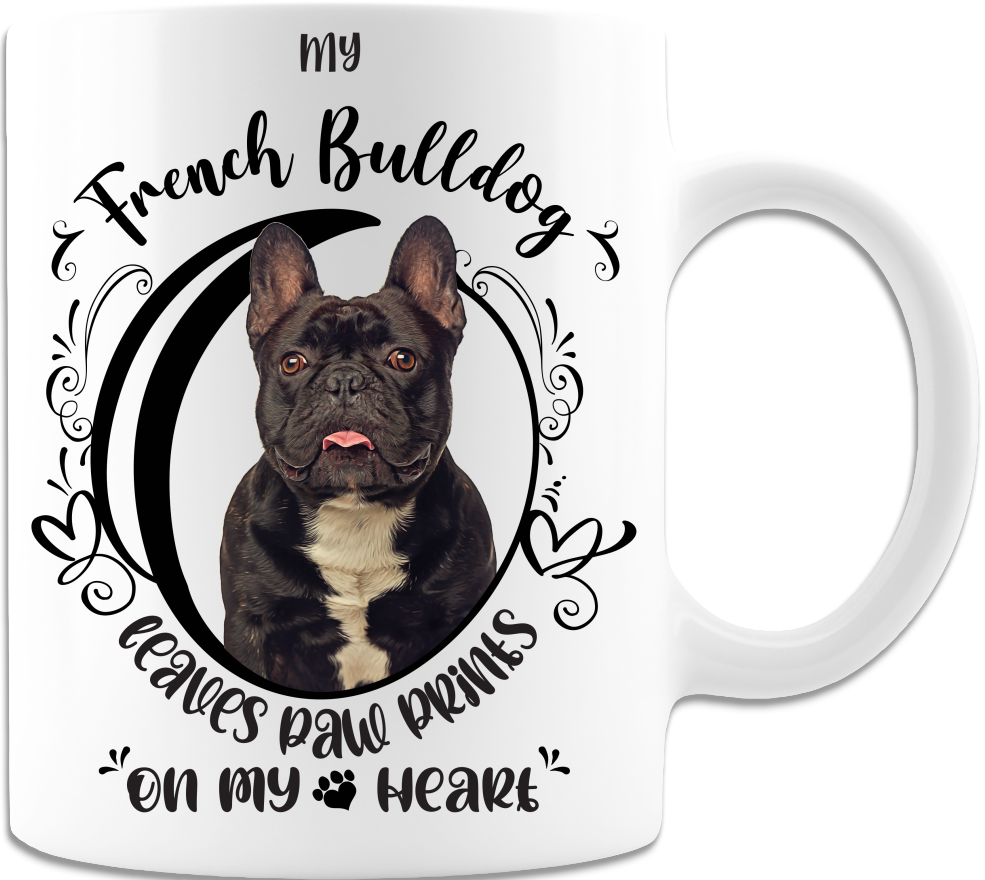 My French Bulldog Leaves Paw Prints On My Heart White Coffee Mug