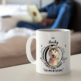 Husky- My Husky Leaves Paw Prints On My Heart White Coffee Mug